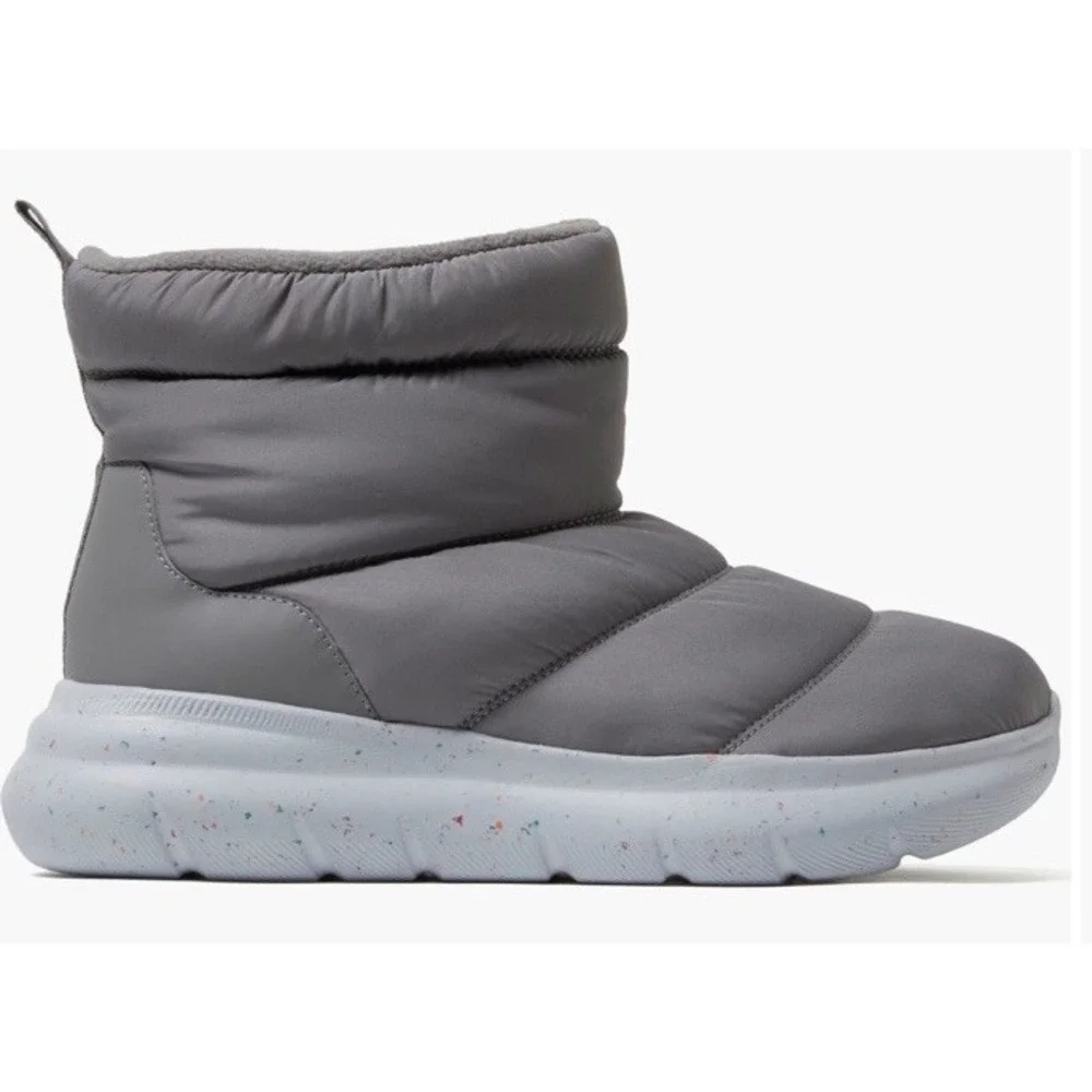 New Dearfoams Men's Texoma Gray Nylon Puffer Bootie Regnr8 Fleece Lined Size‎ 11